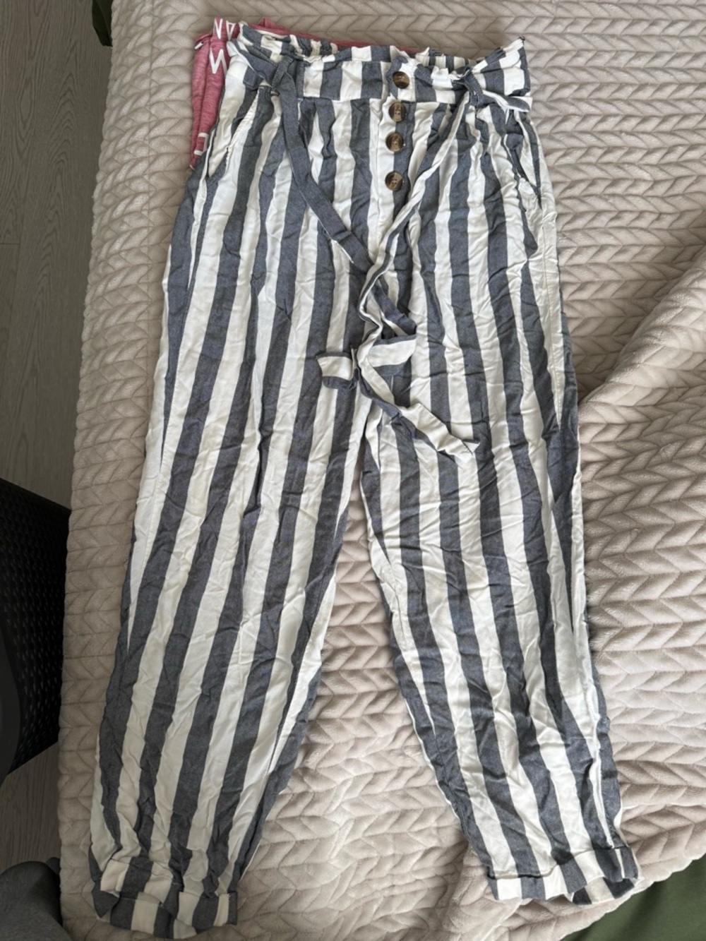 American Eagle Outfitters Cream and Black Striped Pants